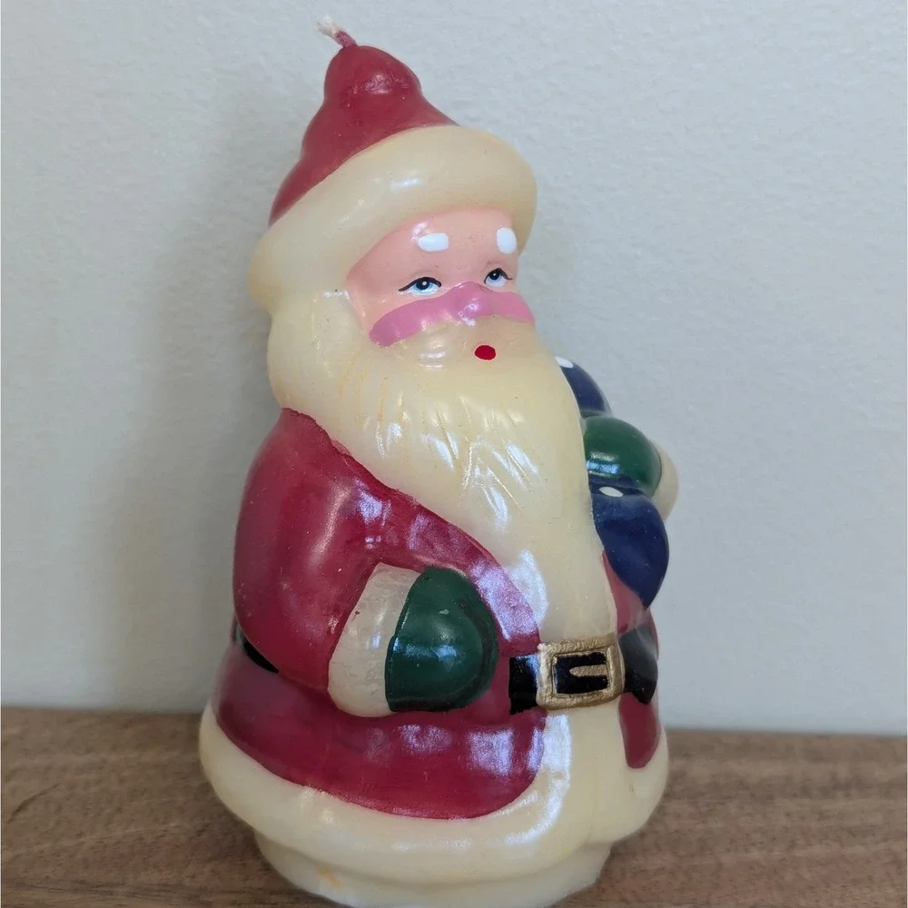 Vintage Santa Claus Molded Wax Figure Candle 5.5